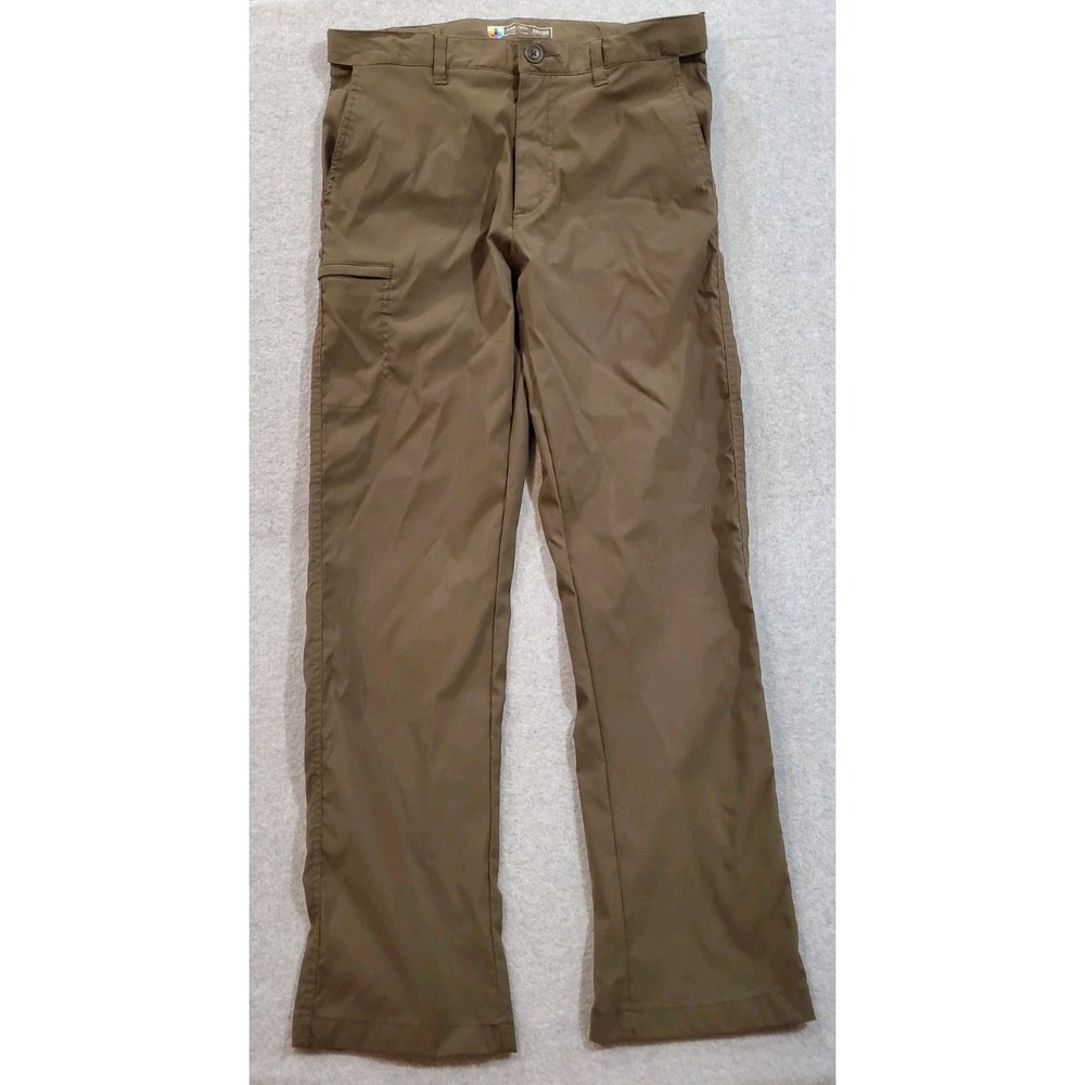 LB Tech Mens Classic Fit Olive‎ Green Pants Size 32 Zipper Pockets Stretch